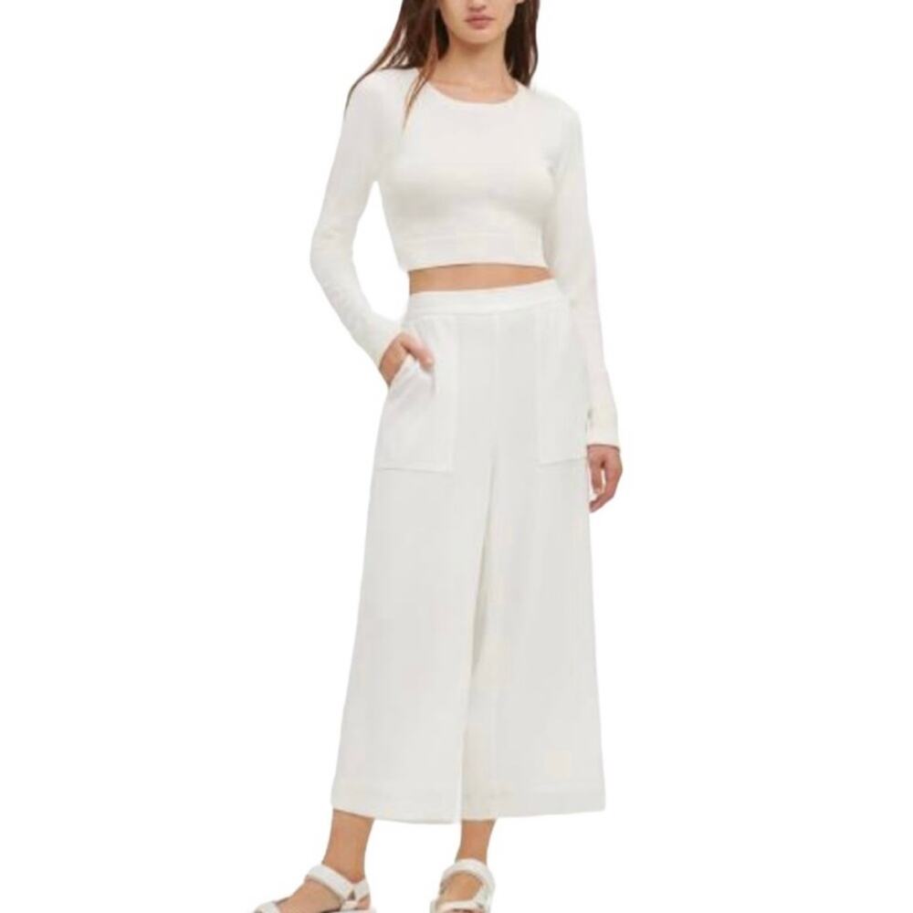 DKNY Cream Crop Pants with Large Pockets